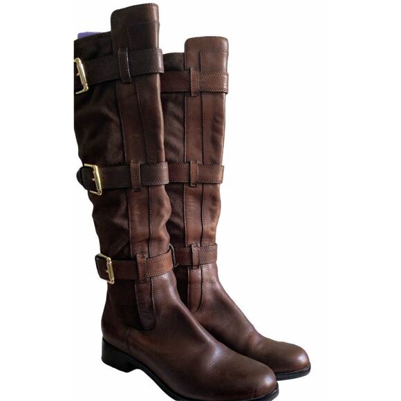 COLE HAAN NikeAir Leather Suede Buckle Knee High Boots Size 7 Riding Western - Picture 4 of 12